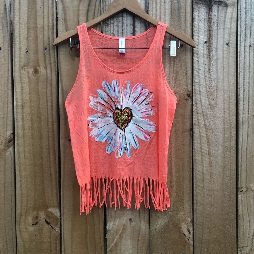 Sunflower fringe tank top
